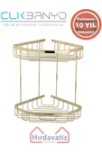ÇELİK BANYO Paslanmaz Pirinç Zerrin İkili 18x18cm Sabunluk Şampuanlık Ve Köşe Süngerlik Altın Sarı Gold thumbnail 3