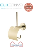 ÇELİK BANYO Paslanmaz Pirinç Flora Yedek Kağıtlık Geniș Kapaklı Altın Sarı Gold thumbnail 1