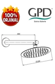 GPD ADS28-S Ankastre Duş Başlığı (Duvardan_Ø200) - 2