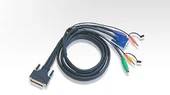 PS/2 KVM (Keyboard/Video Monitor/Mouse) Switch İçin Kablo, 3 metre, 1 x DB-25 erkek <-> 1 x Monitör 15 pin HDB erkek, 1 x Klavye 6 pin Mini-Din erkek, 1 x Mouse 6 pin Mini-Din erkek, 2 x Audio y - 1