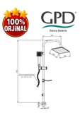 GPD DST19-3 Yönlendiricili Duş Seti (Tek Fonksiyonlu El Duşu + 200X200) - 7