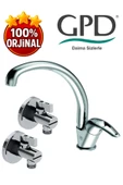 GPD MTE120 -Adrio Serisi Tek Gövde Evye Mutfak Bataryası-2Adet FKM01 Filitreli Ara Musluk-GPD - 1