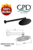 GPD ADS28-S Ankastre Duş Başlığı (Duvardan_Ø200) - 3