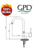 GPD MTL70 Espina Tek Gövde Krom Lavabo Bataryası - 2