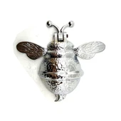 Antika Tarz Dekoratif Pirinç Arı Kapı Tokmağı, Taktak - Büyük, 163x150mm, Nikel - 1