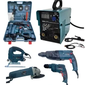 Elektrikli 5 Lİ Grup Set (4 lü Makine Seti Kırıcı Delici, 13mm Darbeli Vidalama Matkap, 125mm Avuç Taşlama, Dekupaj Testere + MMA777 İnverter Kaynak Makinesi)  EEA433 - 1