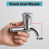 Klasik Uzun Musluk Pirinç Gövde Sızdırmaz Metal Dayanıklı Lavabo Musluğu Krom Paslanmaz Çeşme thumbnail 3
