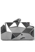 Geometrik Desenli Platin Metal Clutch Abiye Çanta thumbnail 2