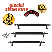 Çizgili Siyah Plastik Mobilya Kulpu 160mm – 3’lü thumbnail 1