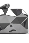 Geometrik Desenli Platin Metal Clutch Abiye Çanta thumbnail 6