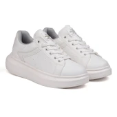 Kadın Beyaz Simli Rahat Günlük Sneaker Spor Ayakkabı - 1