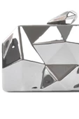 Geometrik Desenli Gümüş Metal Clutch Abiye Çanta thumbnail 5