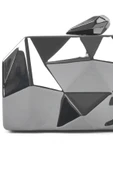 Geometrik Desenli Platin Metal Clutch Abiye Çanta thumbnail 4