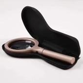 12 Led Işıklı 10X Büyüteç Yaşlılar Ve Çocuklar Için Okuma Saplı Metal Büyüteç 8013 - 1