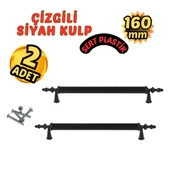 Çizgili Siyah Plastik Mobilya Kulpu 160mm – 2’li thumbnail 1