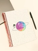 Satürn Kız Tasarımlı Spiralli Kareli Defter – 80 Yaprak, 160 Sayfa (18 x 24 cm) thumbnail 1