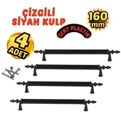Çizgili Siyah Plastik Mobilya Kulpu 160mm – 4’lü thumbnail 1