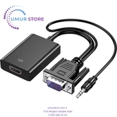 VGA HDMI Aktif Dönüştürücü VGA To HDMI Kablolu VGA Erkek HDMI Dişi VGA In HDMI Out Converter - 1