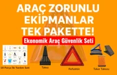 Ekonomik Araç Güvenlik Seti – 18 Parça İlk Yardım + Reflektör + Takoz + Buz Kazıyıcı + Taşıma Çantas - 1