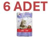 Plaisir Beef and Turkey Pouch Adult Cat Sığır Etli ve Hindi Etli Yaş Yetişkin Kedi Maması 100 gr - 1