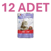 Plaisir Beef and Turkey Pouch Adult Cat Sığır Etli ve Hindi Etli Yaş Yetişkin Kedi Maması 100 gr(12ADET) thumbnail 1