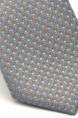 Mavi Nokta Desenli Gri Dokuma Kumaş Mendilli Slim Fit Kravat // SDK-2510-4 thumbnail 3
