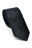 Şal Desenli Siyah Dokuma Kumaş Mendilli Slim Fit Kravat // SDK-2512-1 thumbnail 1