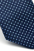 Mavi Nokta Desenli Lacivert Dokuma Kumaş Mendilli Slim Fit Kravat // SDK-2510-2 thumbnail 3