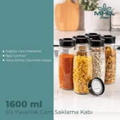 Mihel 1600ML 6'lı YUVARLAK CAM SAKLAMA KABI - 1