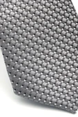 Beyaz Küçük Kare Desenli Gri Dokuma Kumaş Mendilli Slim Fit Kravat // SDK-2511-4 thumbnail 3
