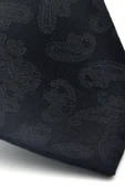 Şal Desenli Siyah Dokuma Kumaş Mendilli Slim Fit Kravat // SDK-2512-1 thumbnail 3