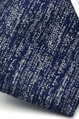 Gri Kırcıllı Desenli Lacivert Dokuma Kumaş Mendilli Slim Fit Kravat // SDK-2501-2 thumbnail 3