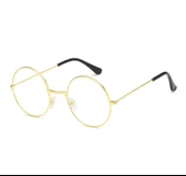Yuvarlak Cam John Lennon Tarzı Hippi İmaj Gold Çerçeveli Şeffaf Gözlük - 1