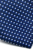 Beyaz Küçük Kare Desenli Lacivert Dokuma Kumaş Mendilli Slim Fit Kravat // SDK-2511-2 thumbnail 3