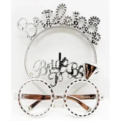 Bride To Be Yazılı Taç ve Bride To Be Yazılı Gözlük Seti Gümüş Renk - 1