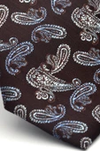 Mavi Şal Desenli Kahverengi Dokuma Kumaş Mendilli Slim Fit Kravat // SDK-2507-5 thumbnail 3
