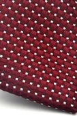 Beyaz Küçük Kare Desenli Bordo Dokuma Kumaş Mendilli Slim Fit Kravat // SDK-2511-3 thumbnail 3