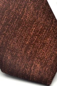 Bej Kırcıllı Desenli Koyu Kahverengi Dokuma Kumaş Mendilli Slim Fit Kravat // SDK-2501-6 thumbnail 3