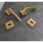 Rivax Anka Mat Altın Zamak Kare Rozetli Oda Kapı Kolu 1 Takım thumbnail 3