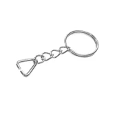 Anahtarlık Halkası, Halka + Zincir + Üçgen, 24mm, Gümüş, Nikel, 1 Adet - 1