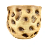 Bitki Tasarımı Ev Dekorasyon Aksesuar Naturel Desenli Toprak Saksı Saksılık Salon Çiçeklik 19 CM thumbnail 1