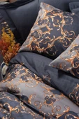 Saten Çift Kişilik Nevresim Takımı Sarina Lacivert - 2