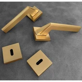 Rivax Anka Mat Altın Zamak Kare Rozetli Oda Kapı Kolu 1 Takım thumbnail 5
