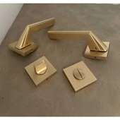 Rivax Anka Mat Altın Zamak Kare Rozetli Wc Banyo Kapı Kolu 1 Takım thumbnail 4