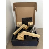 Rivax Anka Mat Altın Zamak Kare Rozetli Wc Banyo Kapı Kolu 1 Takım thumbnail 5