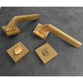 Rivax Anka Mat Altın Zamak Kare Rozetli Wc Banyo Kapı Kolu 1 Takım thumbnail 2