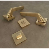 Rivax Anka Mat Altın Zamak Kare Rozetli Wc Banyo Kapı Kolu 1 Takım thumbnail 3