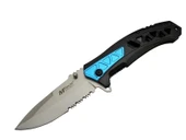 4193 Mavi Kamp Çakı 21cm - Yarı Otomatik, Testere Detaylı, Desenli Sap - 1