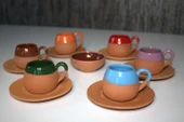 Çömlek Fincan Takımı Tombul Model 6lı Set ve Çerezlik HEDİYELİ - 2
