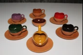 Çömlek Fincan Takımı Kalpli Model 6lı Set Çerezlik HEDİYELİ - 2